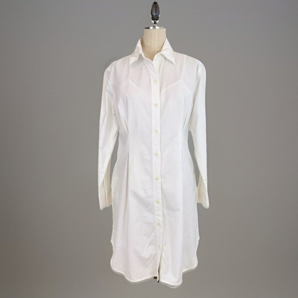 GAP Women's Shirt White Dress Size S with Slip Pockets‎ Minimalist Clean Staple